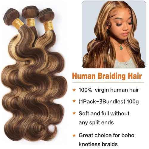 Fabimiya Water Wave P4/27 Human Hair Bundles 18 20 22 Inch Unprocessed Brazilian Virgin Hair Bundles P4/27 Human Hair Quick 11A Weave Hair Extension