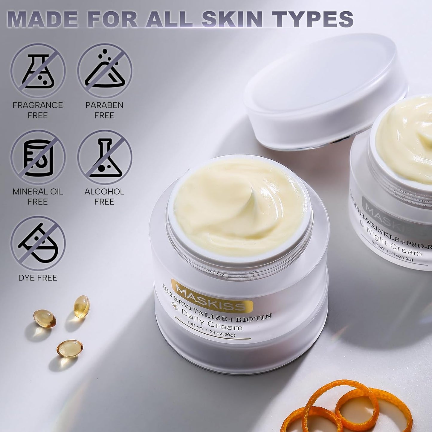 Firming Neck Cream & Anti-Wrinkle Face Cream with Coenzyme Q10, Unscented Skin Firming Neck Cream, Anti Aging Facial Moisturizer for Sensitive Skin, 1.76 Oz Jar