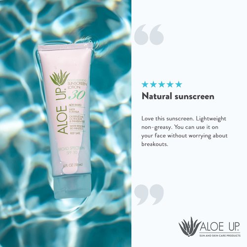 Aloe Up White Collection Sunscreen Spray SPF 50, White Collection Sunscreen Lotion SPF 30, After Sun Light Moisturizer, and SPF 25 For the Face Daily Moisturizer Sunscreen - Suncare Bundle - 4 Items