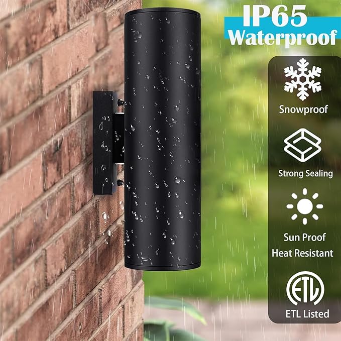 Smart Wall Lights, Modern Up and Down Outdoor Lights, Cool White and Warm White RGB Color Changing Wall Lighting IP65, Smart Wall Sconces GU10 Exterior Light Fixture(4 Pack)