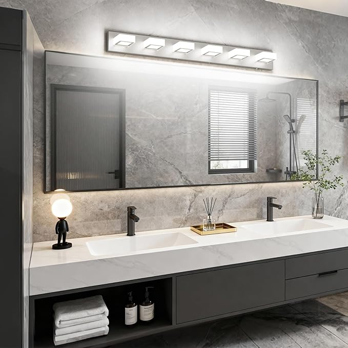 Ralbay Brushed Nickel Bathroom Lights Fixtures Dimmable 5 Color Temperature Acrylic Modern Vanity Lights for Bathroom Brushed Nickel-5 CCT 40.4 inch