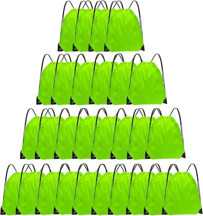 Drawstring Bags 28 PCS Drawstring Backpack Bulk String Backpack Cinch Bag Sackpack for Men Women Gym (Light Green)