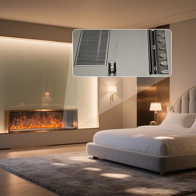 59." 3D Water Vapor Electric Fireplace Heater - Humidifier Function,Smart APP/Remote Control,Colorful Realistic Flame, Decorative Steam Atomizing Fireplace for Home, Office, Hotel & Restaurant
