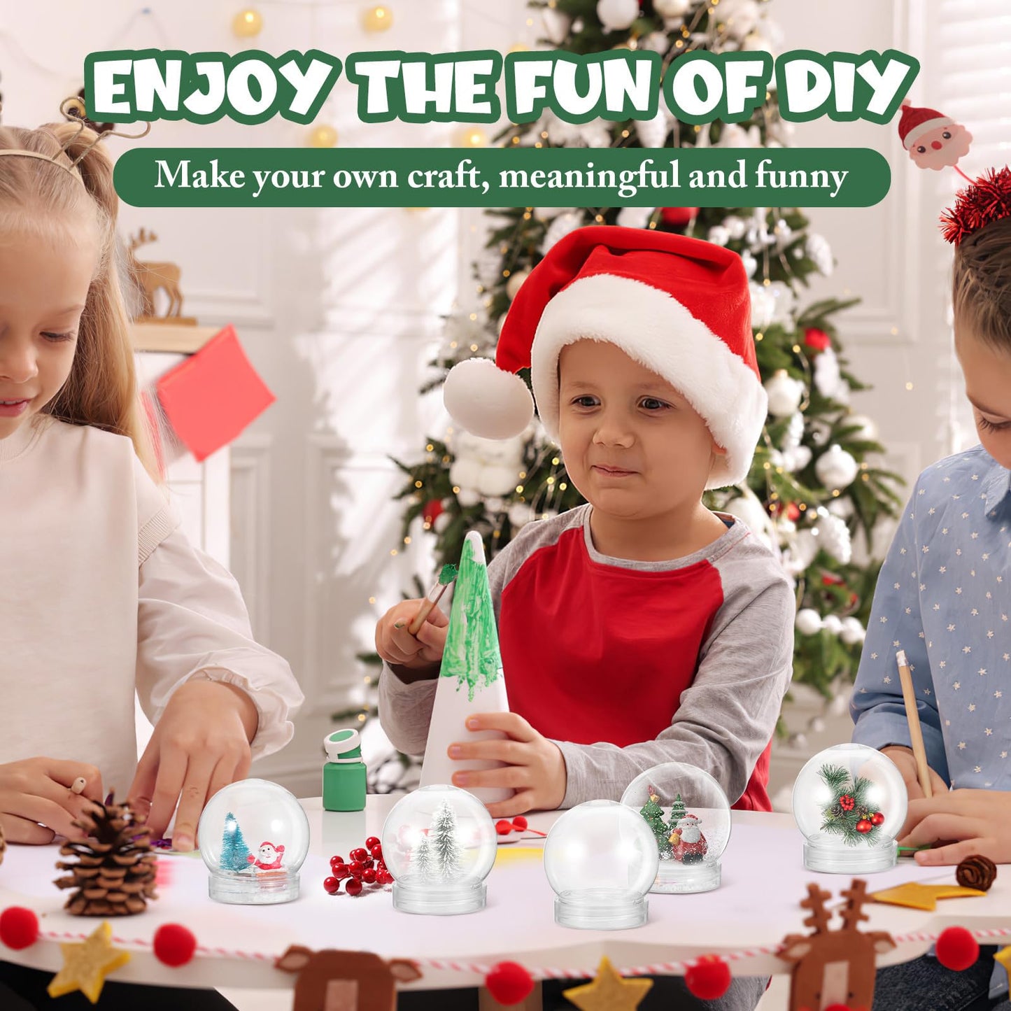 BESTOYARD 15 Pack Snow Globe Clear Water Globes, Empty Snow Globe Making Props for DIY Crafts, Christmas Decorations, Fillable with Paint, Fabric, Glitter, Candy, Photos, Mini Trees