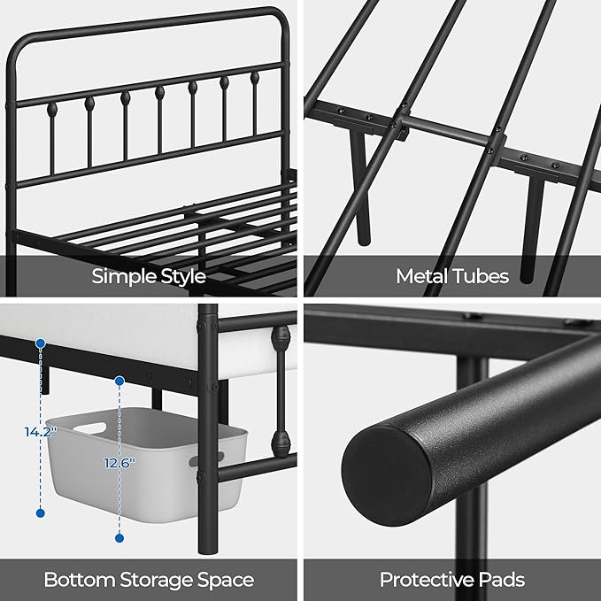 Yaheetech Classic Metal Platform Bed Frame Mattress Foundation with Victorian Style Iron-Art Headboard/Footboard/Under Bed Storage/No Box Spring Needed/Full Size Black