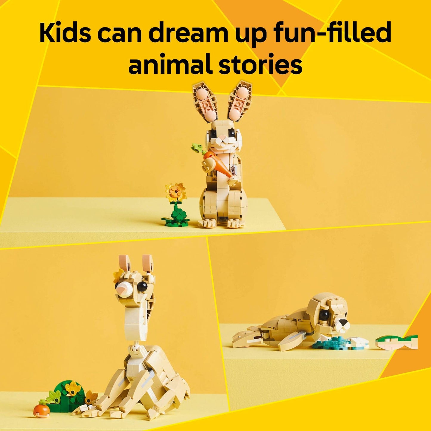 LEGO Creator 3 in 1 Cute Bunny Toy - Building Toy Set with 3 Build Options, Bunny, Seal, or Llama - Birthday Gift & Craft - Animal Figures for Kids, Girls and Boys, Ages 8+ - 31162