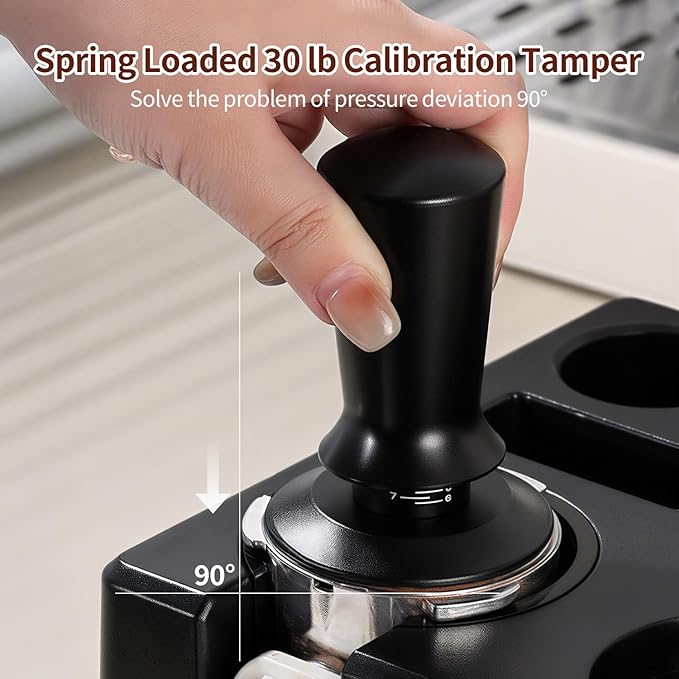 10PCS Espresso Accessories Kit - Espresso Knock Box and Tamping Station,Coffee Tamper,Distributor,WDT,Dosing Funnel,Puck Screen,Brush,Coffee Spoon,Latte Pen,16 Stencils Fits Delonghi 51mm Portafilter