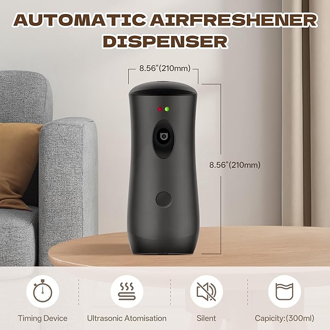 8 PACK Automatic Air Freshener Spray Dispenser Free Standing Wall Mounted for Homes, Bedrooms, Bathrooms, Offices, Hotels