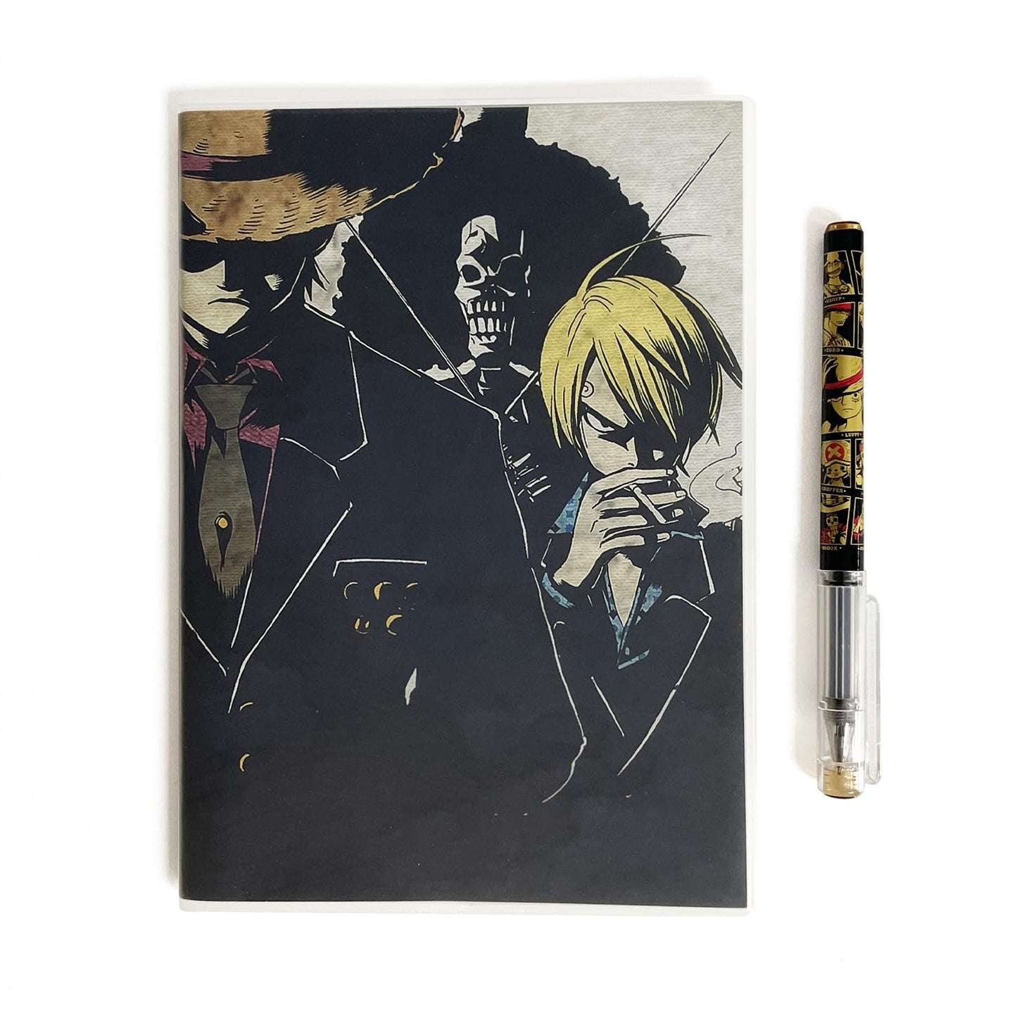 UZYEAOZM One Piece Notebook 7.9x5.7 inches, Anime Cosplay Fans Journals with Black Ballpoint Pen, Birthday Gifts for Boyfriend Friend Son and Men