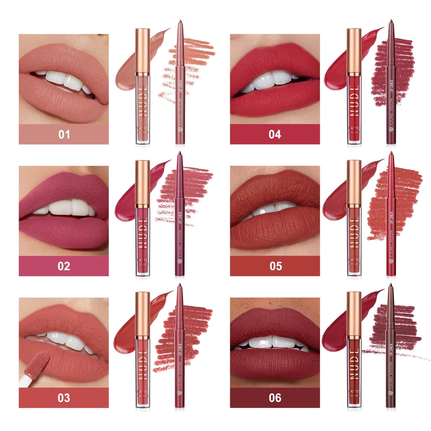 YOUNG VISION Liquid Lipstick & Lip liner Combo Set, Matte Lip Contour Kit - Durable, Waterproof, Kit de Labios Matte for Lasting Definition…