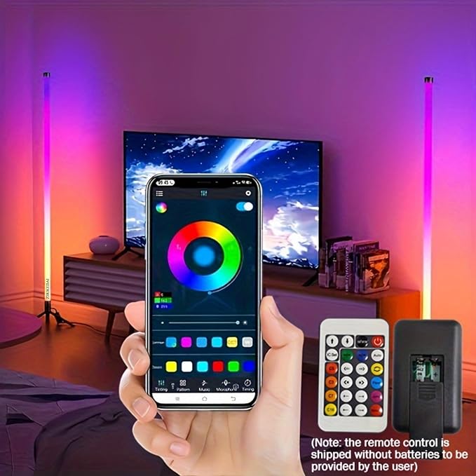 LED Corner Floor Lamp with APP Remote Control RGB Color Changing Lights USB Music Sync Gaming TV Backlight Living Room Bedroom Atmosphere Lamp Multiple Dynamic Modes