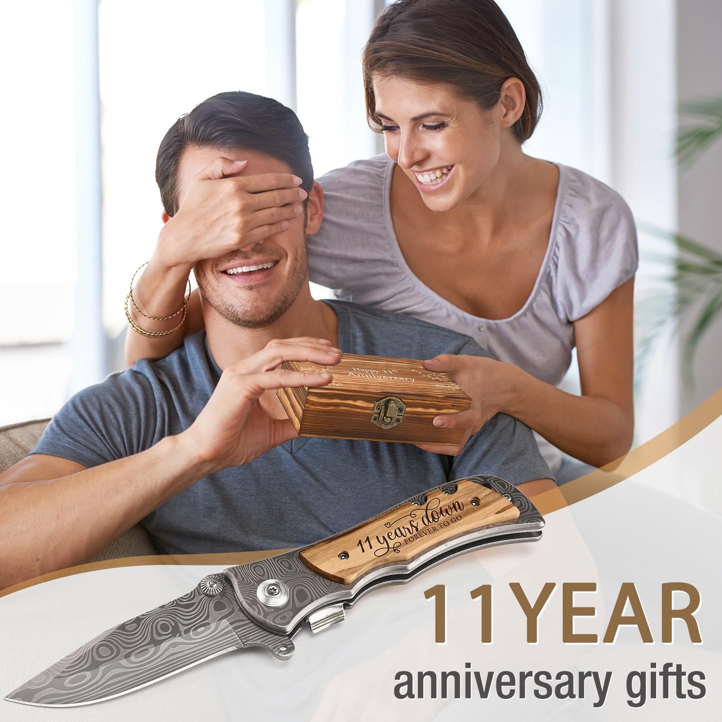 GiveGreatGift 11th Gifts Steel Wedding Anniversary for Men 11 years Marriage Present for Him Her Husband