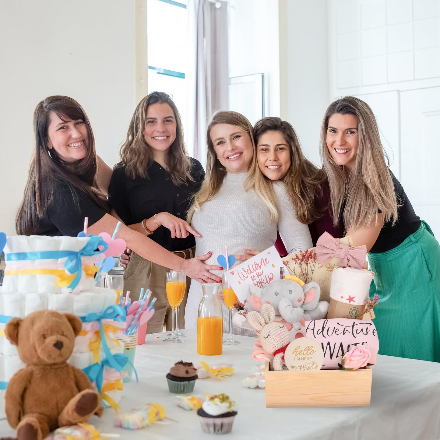 Baby Girl Gifts,Baby Shower Gifts for Girls,New Born Baby Girls Gift,Baby Girl Gift Basket,Unique Baby Gift Essential,Gender Reveal Gifts,Rattle Swaddle Blanket Baby Girl Gifts