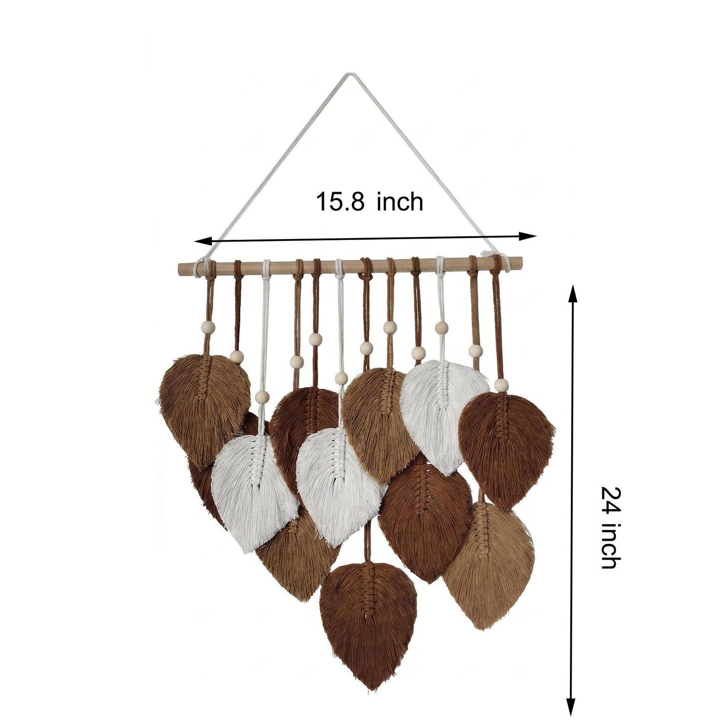 Jditngp DIY Macrame Leaf Wall Hanging Beginners Boho Wall Leaf Tapestry Kit Handmade Woven Tapestry Feather Wall Hanging DIY Macrame Kit for Adults Birthday Gift DIY Craft Kits 15.8" (Brown)"