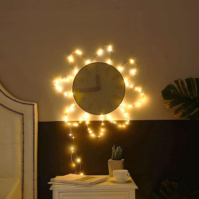 RUICHEN 20 Ft 120 LED USB Fairy String Lights with On/Off Switch, Waterproof Copper Wire Lights for Bedroom Wall Ceiling Wreath Crafts Christmas Wedding Party, Warm White, 2 Pack