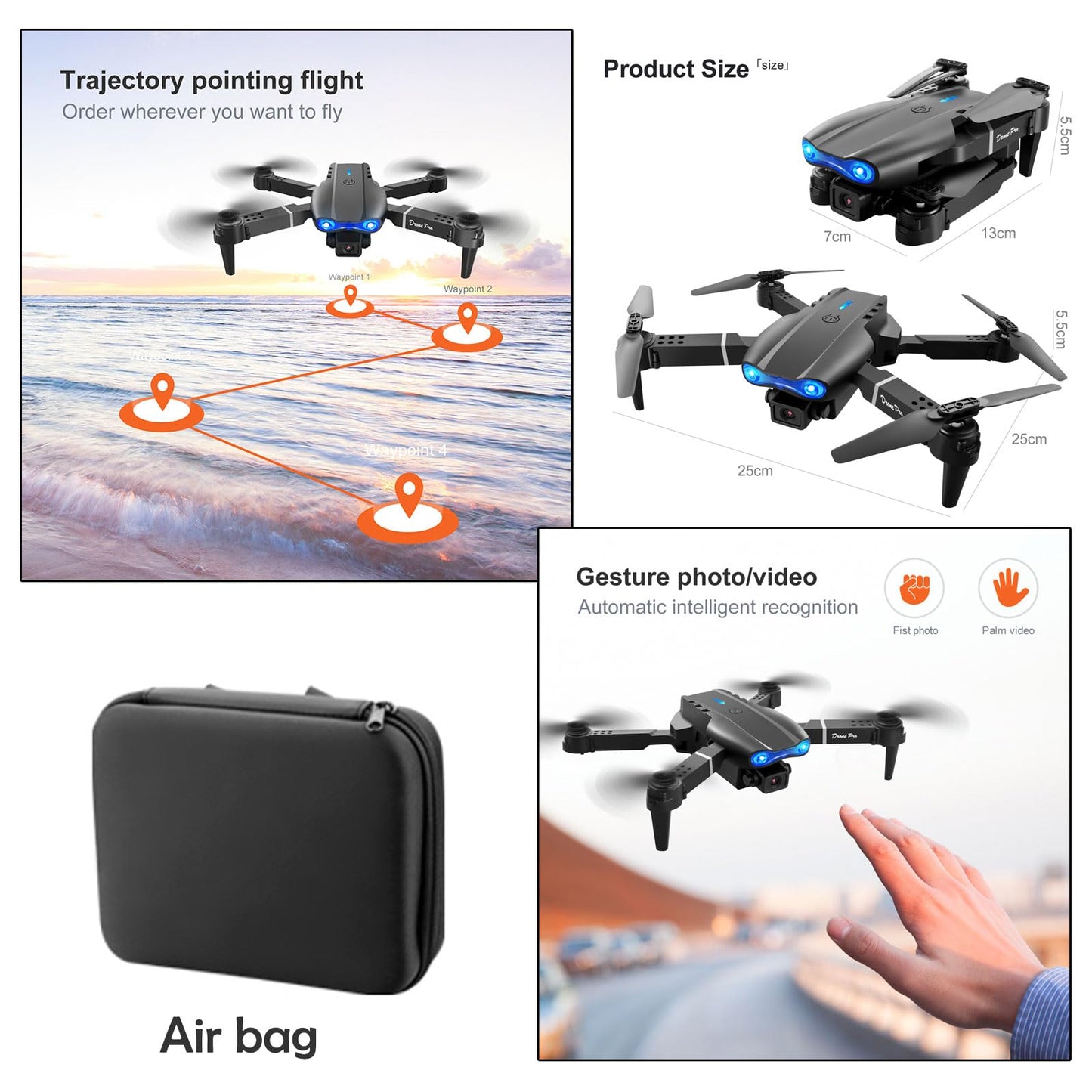 FPV Drone with 1080P Dual HD Cameras Upgraded Version RC Quadcopter for Adults and Kids, Beginner WiFi RC Drone Live Video, One Key Take Off/Land