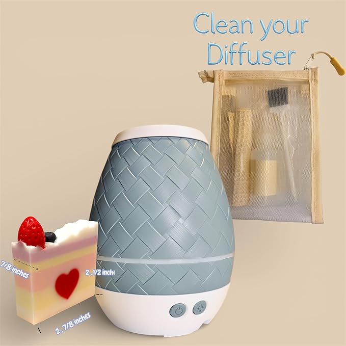 Dewdrop v.2 Ultrasonic Diffuser, Humidifier and Atomizer, Blue Woven Pattern, Ambient Light Control, Automatic Shut-Off
