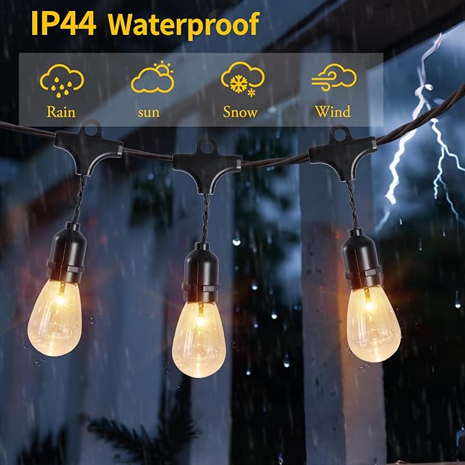 Vigdur 11FT Solar String Lights Outdoor Waterproof with 15 Plastic Bulbs Shatterproof & Auto ON/Off, Solar Powered Patio Lights for Camping Backyard Garden Porch Decor