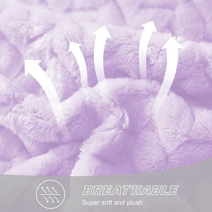 Exclusivo Mezcla Fleece King Size Blanket for Bed, 90x104 Inches Soft Cozy Jacquard Flannel Blankets, Lightweight Fuzzy Plush Warm for Winter, Lilac Purple