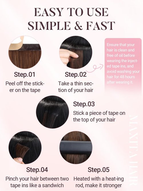 MAXITA Invisi Edge Tape in Hair Extensions Human Hair,Light Blonde Highlighted Golden Blonde Remy Human Hair,20pcs 16 Inch 50g Seamless Injected Tape in Extensions