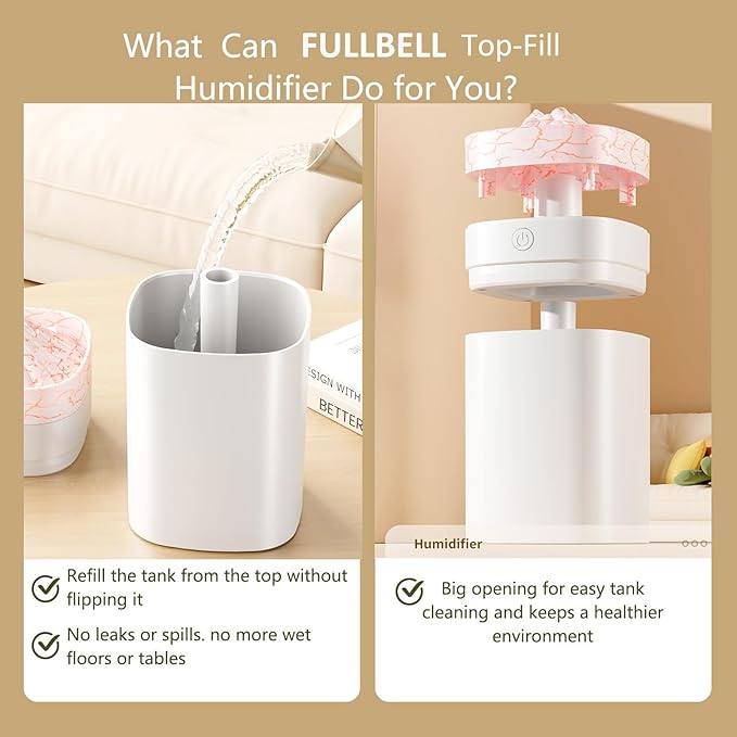 Portable Mini Cool Mist Humidifier, 400ml Ultrasonic Humidifier with 7 Color Night Lights, 2 Mist Modes, 10-20 Hours Runtime, Ultra-Quiet for Bedroom, Nursery, Office, Car, USB Powered (White)