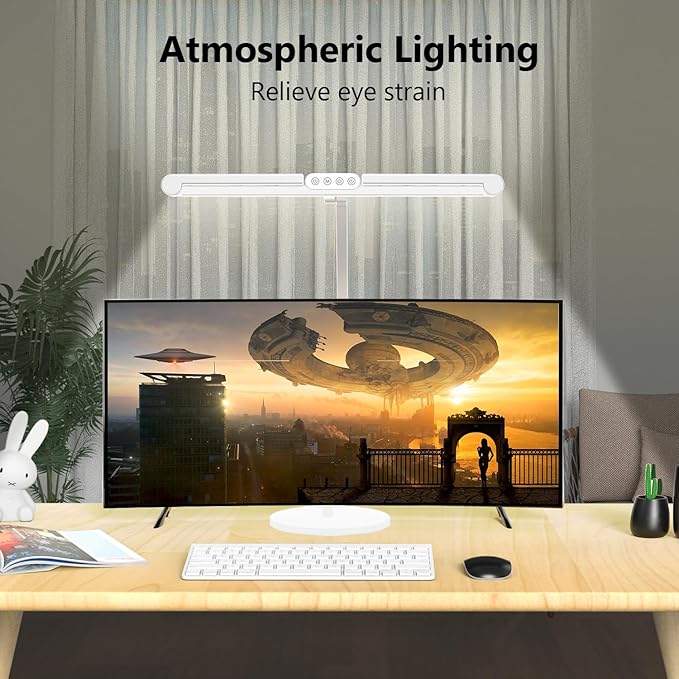 Micomlan Architect Desk Lamp for Home Office, 24W Adjustable Led Desk Light with Remote, 1500LM Bright Dimmable Computer Table Light Rotatable Office Lamp with Base for Cafting Monitor