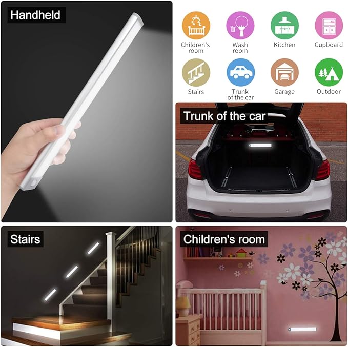 30-LED Motion Sensor Cabinet Light,Under Counter Closet, Wireless USB Rechargeable Kitchen,54-LED Battery Powered Operated Light, for Wardrobe,Closets,Cabinet,Cupboard（Warm Light）