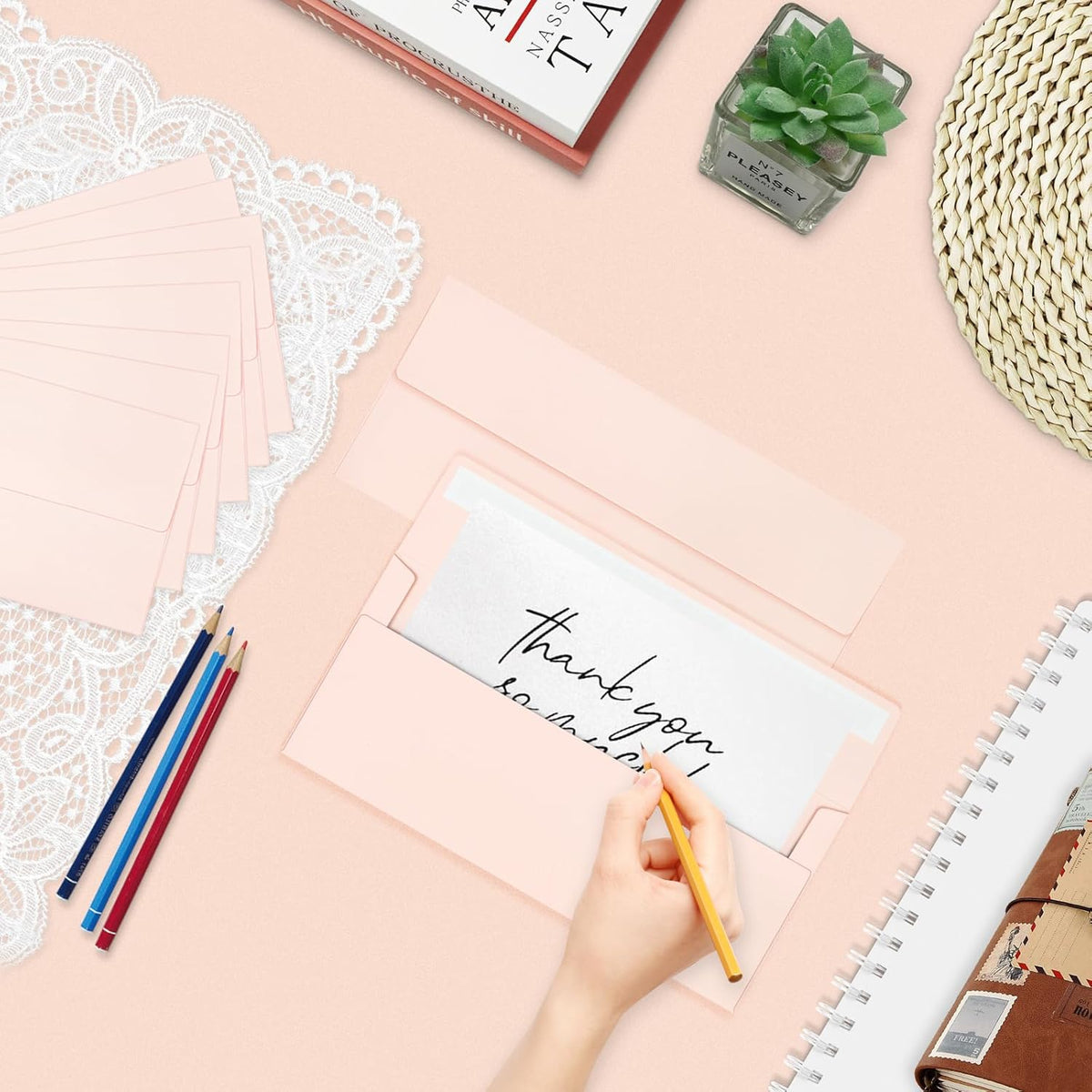 50 Pack #10 Business Envelopes, Blush Pink Standard Envelopes Self Seal, Letter Size Business Mailing Envelopes for Checks Invoices Statements Birthday Graduation Wedding, 4 1/8 x 9 1/2 Inch