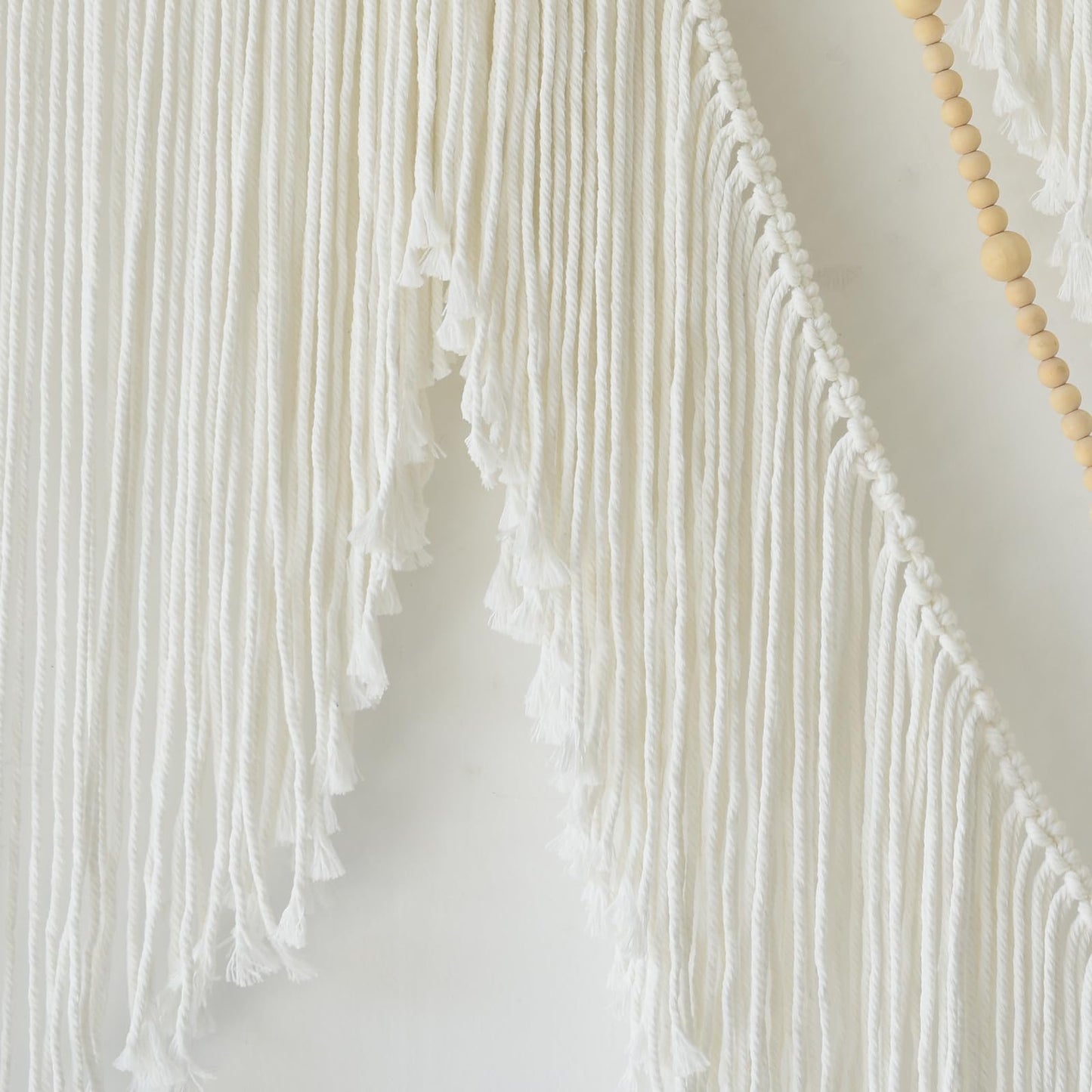 Flber Large Macrame Wall Hanging – Boho Yarn Art Garland with Tassels and Beads, Handmade Rope Decor for Nursery, Party, Wedding, Bedroom, Fireplace Mantel, or Photo Backdrop 57" W x 41"" L"