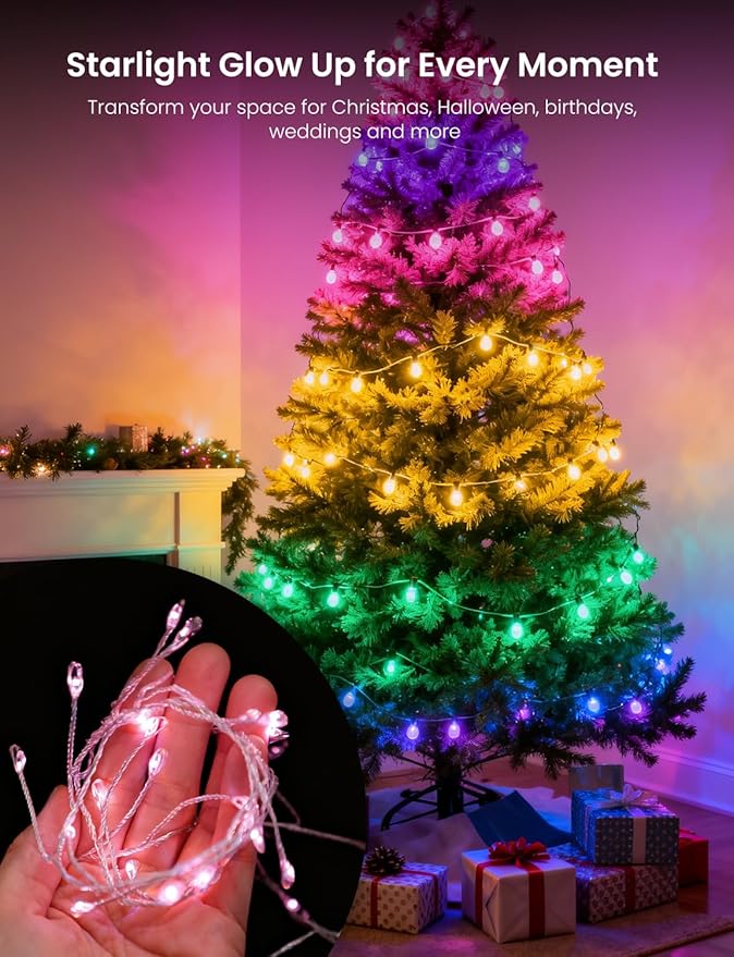 Fairy Lights 9.8FT 120LED, Battery Operated Firecracker Cluster String Lights, Multicolor Twinkle Light with Remote, Waterproof LED Light for Christmas Tree Party Bedroom Window DIY Decor