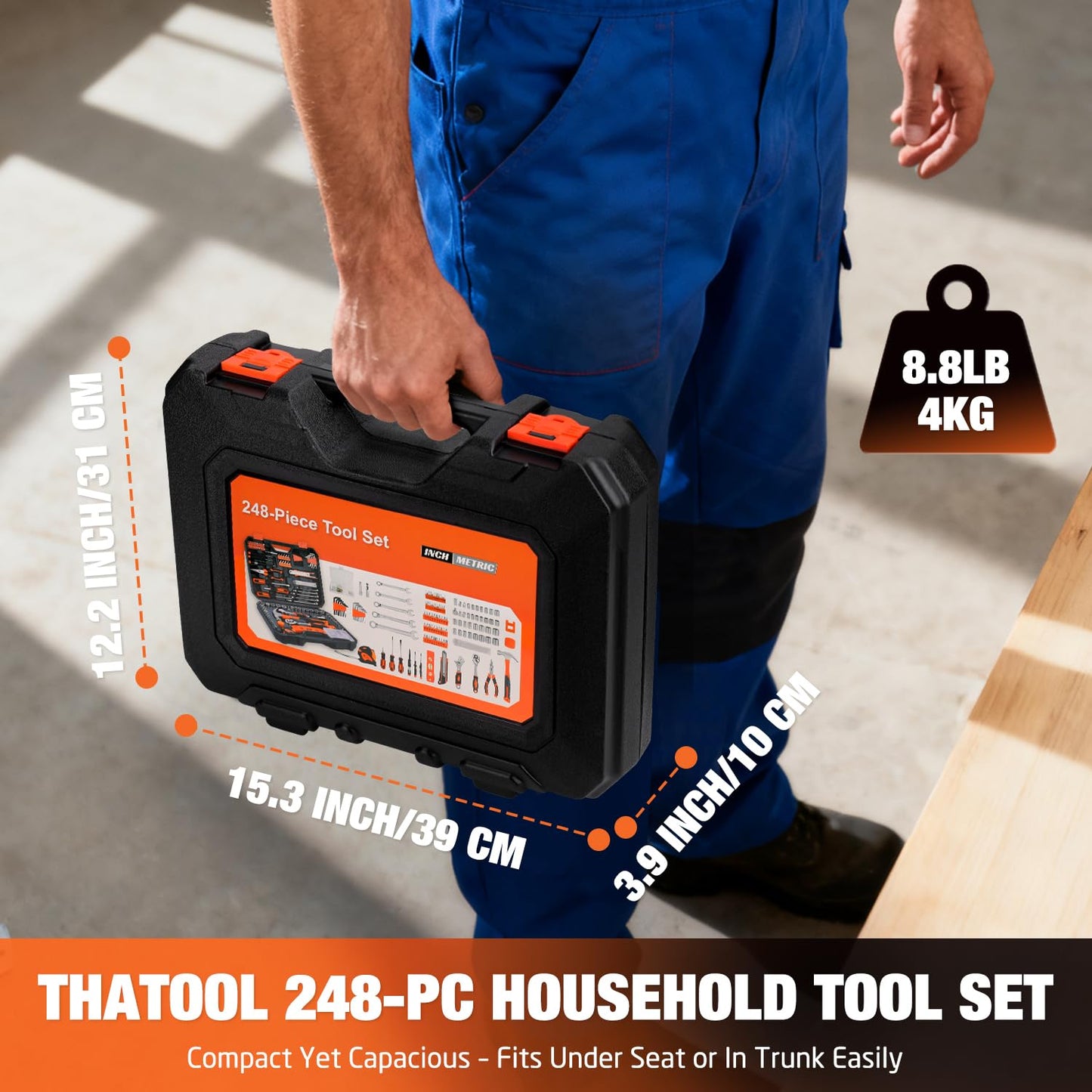 248-Piece Tool Set - General Household Hand Tool Kit with Plastic Toolbox Storage Case for Men, Home Repair, DIY Projects