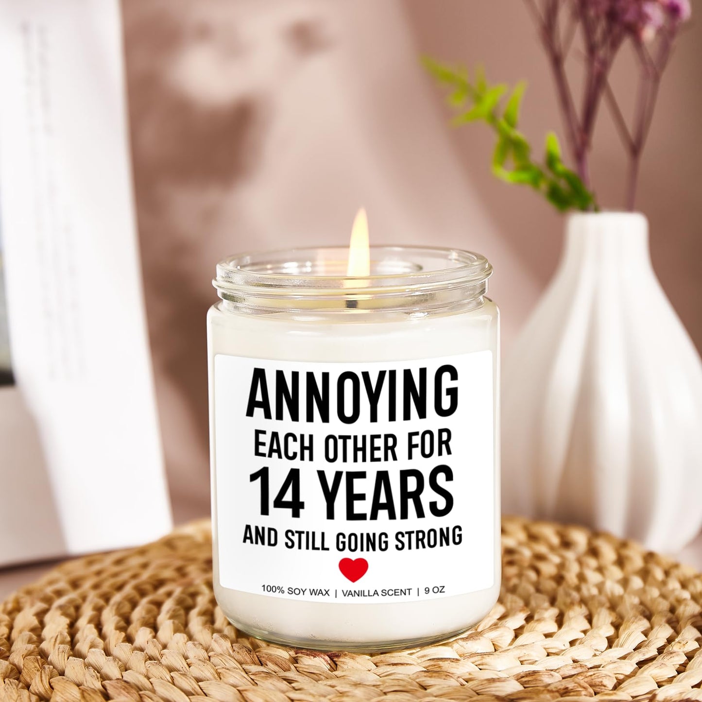 Younift Funny Scented Candle, 14 Year Anniversary, Gifts for Him, Her, 14th Anniversary, Gifts for Husband, Wife, Couple, 14 Year Wedding Anniv. Ivory Presents for Men, Women
