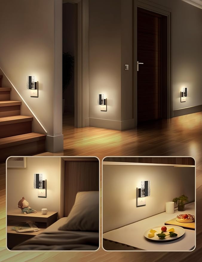 DORESshop LED Night Lights Plug Into Wall, Decorative Night Light with Dusk-to-Dawn Sensor, Dimmable Nightlights, Adjustable Brightness Night-Lights for Bathroom, Hallway, Bedroom,Stairway, 1 Count
