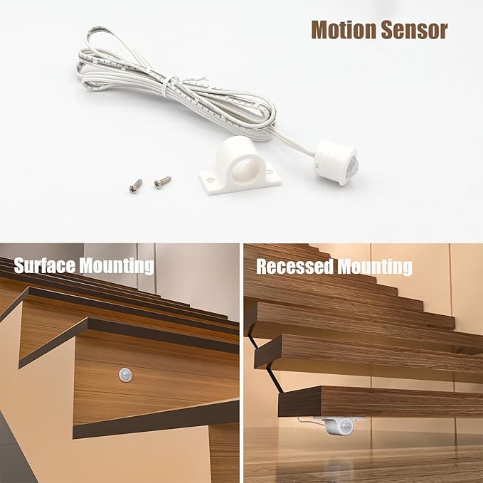 Wall Switch Control and Motion Sensor LED Stair Lighting Kit RW-5620, 60 Inches Long Cuttable LED Light for Indoor LED Stair Lights (Cool White 6000K, 16 Stairs)