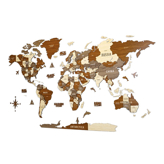 Colorfull Worlds, Multilayer 3D Wooden World Map, Travel Map States and Capitals, Wall Decor For New House, Gift For Travelers, Office Decor, Birthday Present,Living Room Decoration (M, Mixed)
