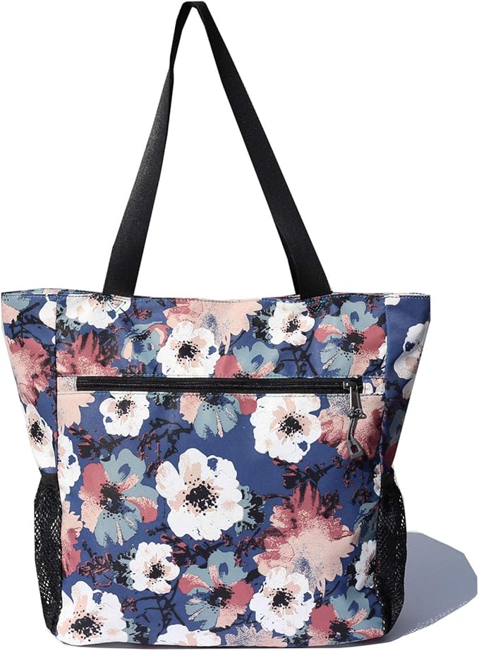ESVAN Original Floral Water Resistant Large Tote Bag Shoulder Bag for Gym Beach Travel Daily Bags Upgraded