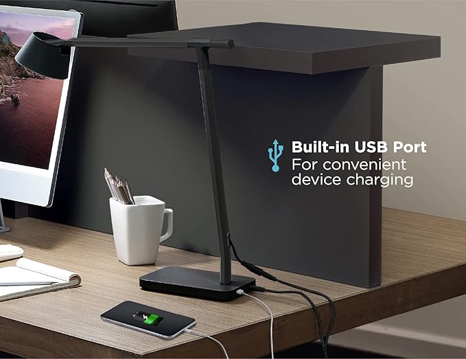 Verve Designer Desk Lamp with USB Charging Port, True White LED + 16M RGB Colors