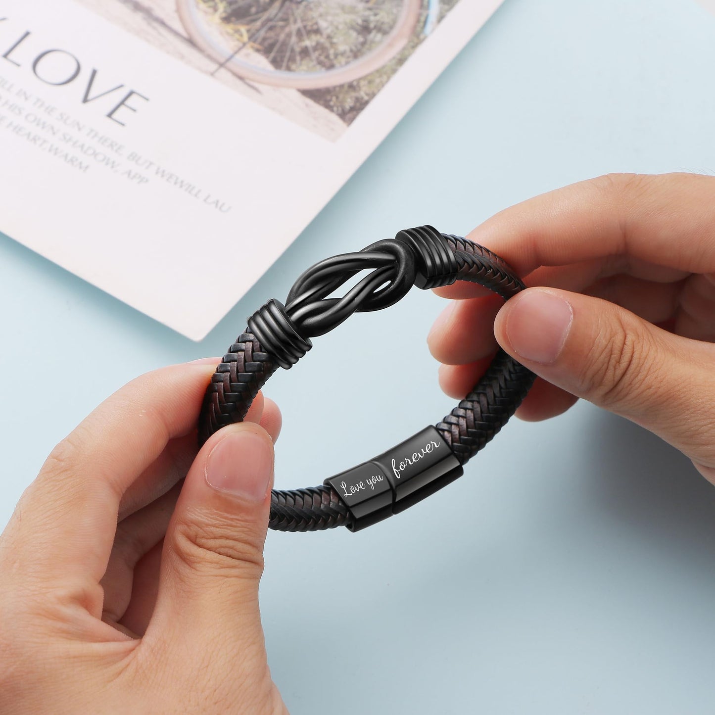 JoycuFF Step Dad Gifts for Birthday from Daugter Son, Gifts for Step Father Ideas Unique Father's Day Christmas Jewelry for Step Dad Knot Bracelet for Men Thanksgiving Anniversary Present for Him