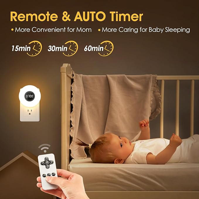 【2 PACK】 Bathroom Clock,10 Levels Dimmable+3 Light Colors+Remote Shower Clock+Bathroom Night Light, 90 Lumen Shower Timer+Light Timer, Aora Night Light, Nightlight Plug in Night Lights for Wall Socket