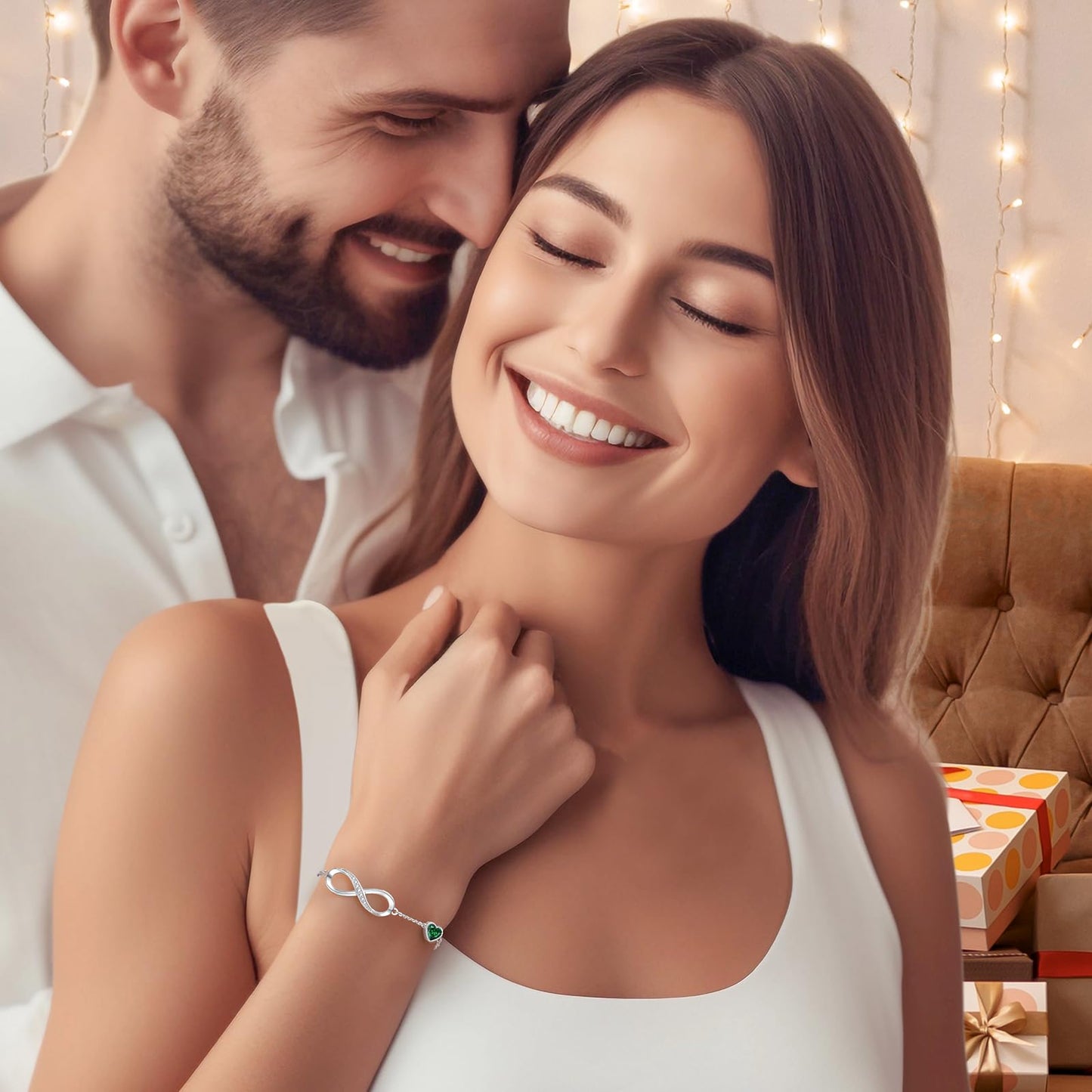 CDE Infinity Heart Symbol Charm Link Bracelet for Women 925 Sterling Silver Adjustable Mother's Day Gift Anniversary Jewelry Christmas Birthday Gifts for Wife Girlfriend Her