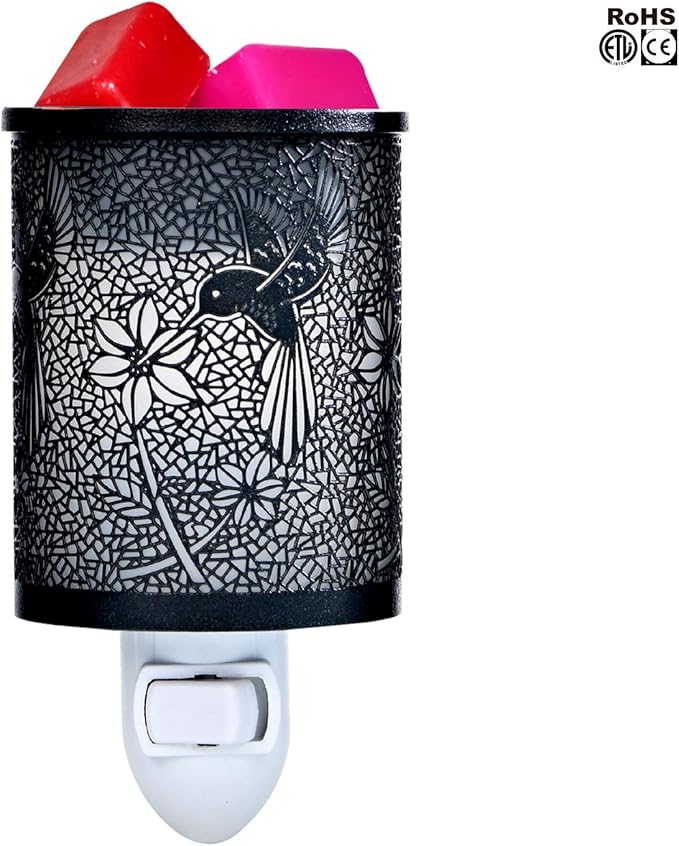 ASAWASA Metal Plug-in Wax Warmer with 1 pics Silicone Liner, Electric Wax Burner Melter Fragrance Warmer Night lamp,for Home Bedroom Kitchen Garage Gifts Décor Aromatherapy Spa (Hummingbird)