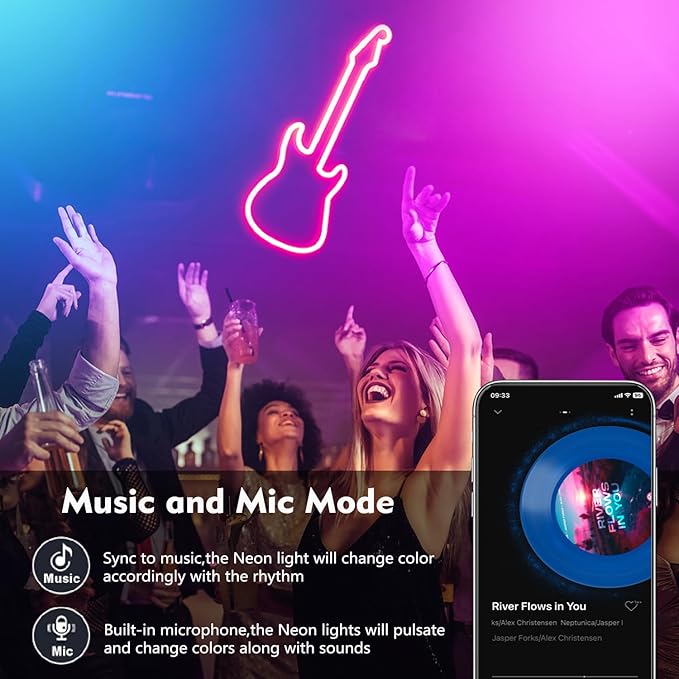 20Ft Neon Rope Lights,Flexible Led Rope Lights Control with App/Remote,Multiple Modes Rope Lights,IP65 Outdoor Waterproof,Music Sync Light Strip for Bedroom