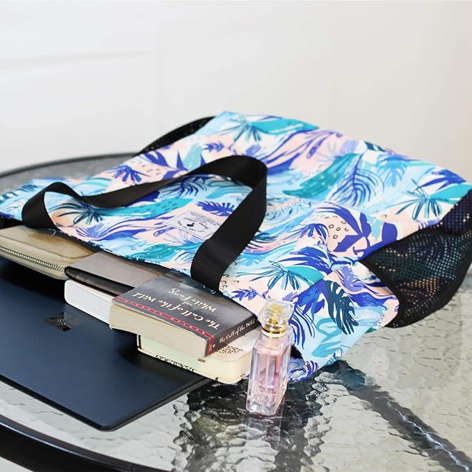 ESVAN Original Floral Water Resistant Large Tote Bag Shoulder Bag for Gym Beach Travel Daily Bags Upgraded