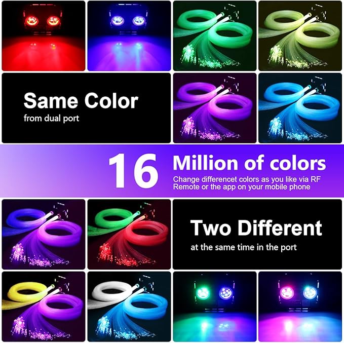 AZIMOM Updated Dual Color 50W Twinkle Fiber Optic Starlight Kits Mixed 1330pcs*16.4ft Fiber Strands End Glow Sound Activated Bluetooth/APP Remote Control Theater Ceiling Home Shop Lobby Roof Decor