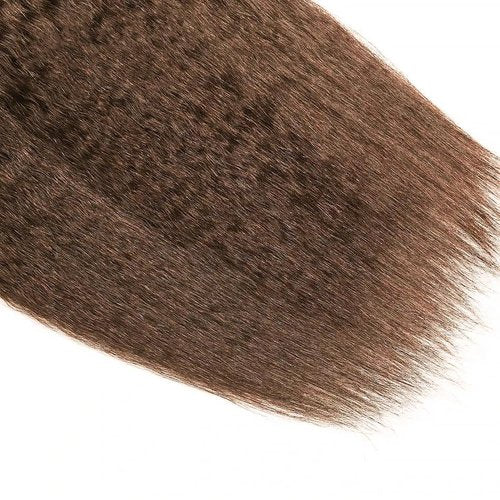 Condescension Bundles Human Hair 16 18 20" Inch Chocolate Brown Yaki Wave Human Hair Bundles Brazilian Virgin Remy Medium Brown Soft and Silky Hair Extensions