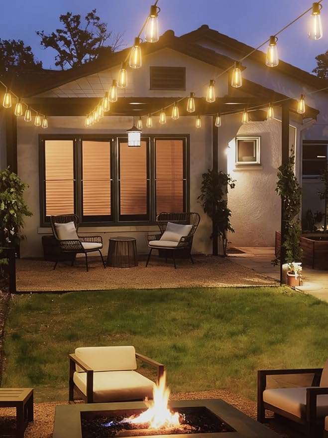 Svater Outdoor String Lights 120 FT ST38 Patio String Lights with 63 Waterproof Shatterproof LED Bulbs Connectable Lights for Outside Backyard Garden Porch