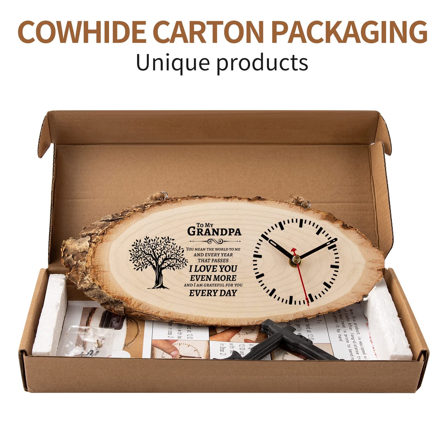 BeauGift Gifts for Grandpa Wooden Clock, Birthday Gifts for Grandpa from Granddaughter Grandchild, Best Grandpa Ever Gifts to My Grandpa Gifts