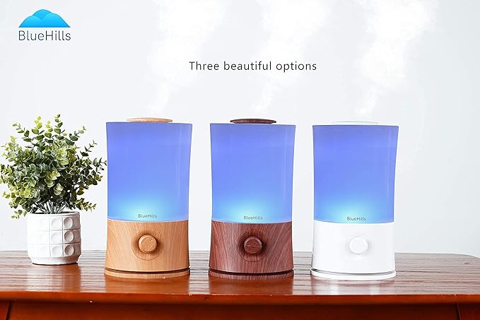 BlueHills Premium Set of Two Large 2000 ML XL Essential Oil Diffusers Humidifier Combo for Large Room Home with Décor LED Lights Great Gift – Value Pack of Dark Wood Grain.