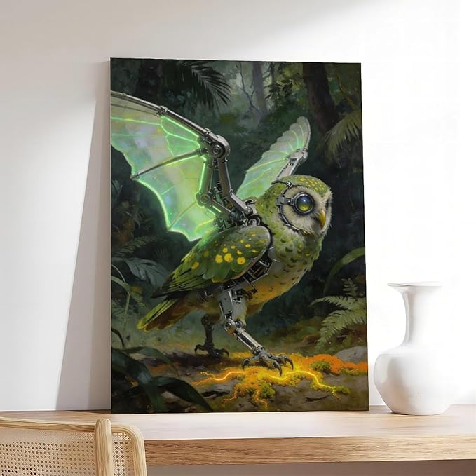 Framed Cyber Fantasy Wall Art for Living Room And Home Office Modern Sci Fi Nature Inspired Decor 24x36inch(60x90cm)