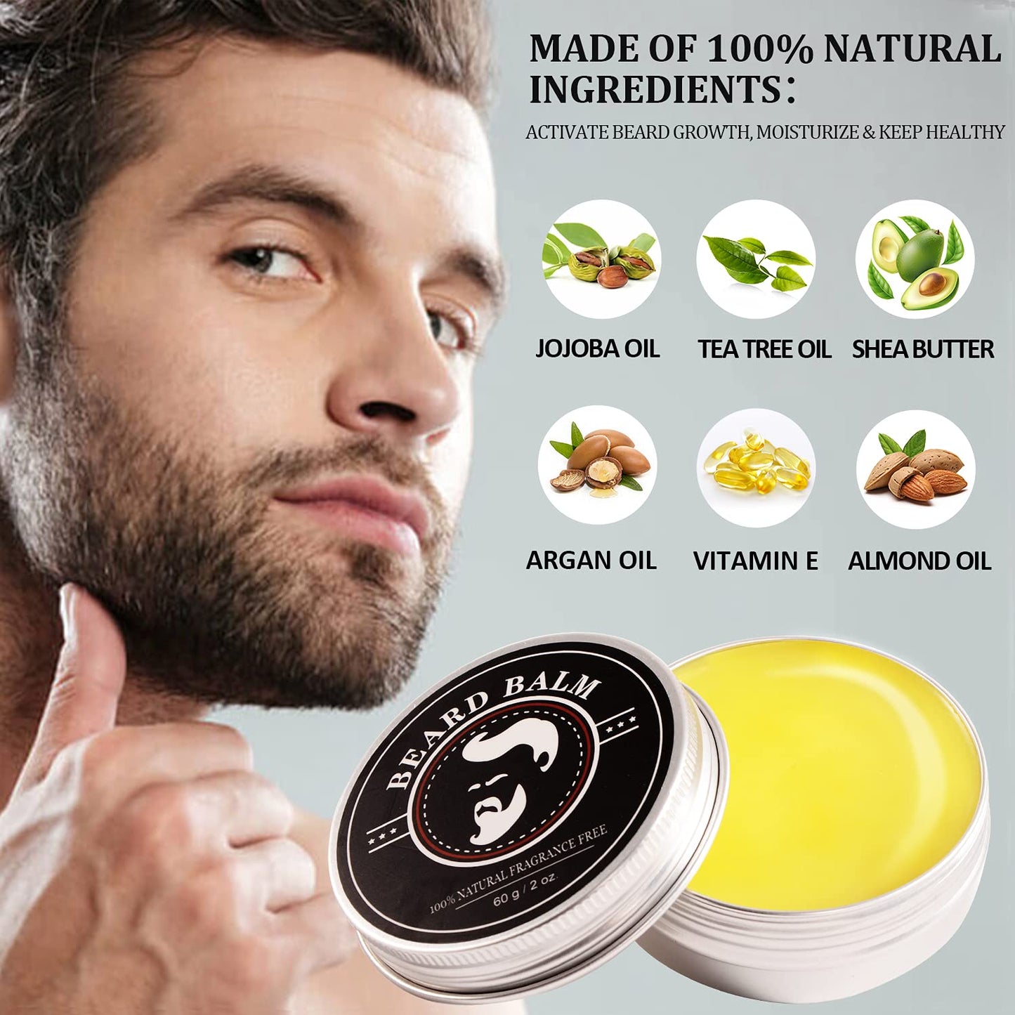 Fathers Day Dad Gifts, Beard Kit for Men, Beard Growth and Grooming Kit w/Beard Oil Beard Balm Beard Brush Beard Comb Beard Scissors, Birthday Gifts for Men Husband Him Grandpa Boyfriend Son Brother